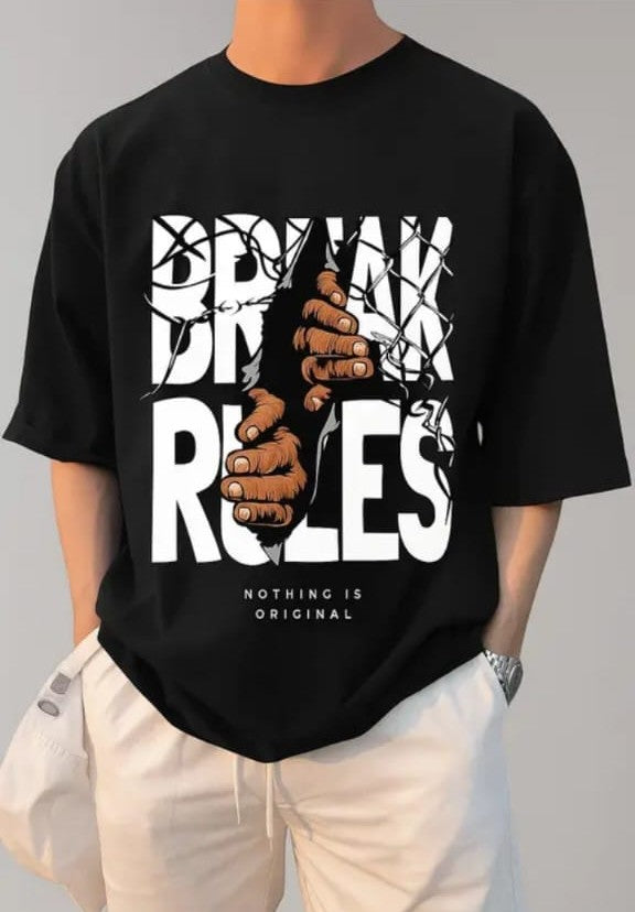 Break Rules Graphic T-Shirt β Bold Streetwear Oversized Tee for Men | Premium Cotton Urban Style